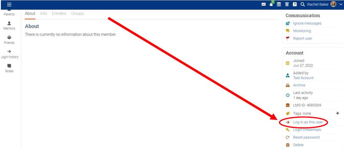 How to View a Course as a Student - Login as User