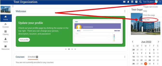 How to View a Course as a Student - Logout
